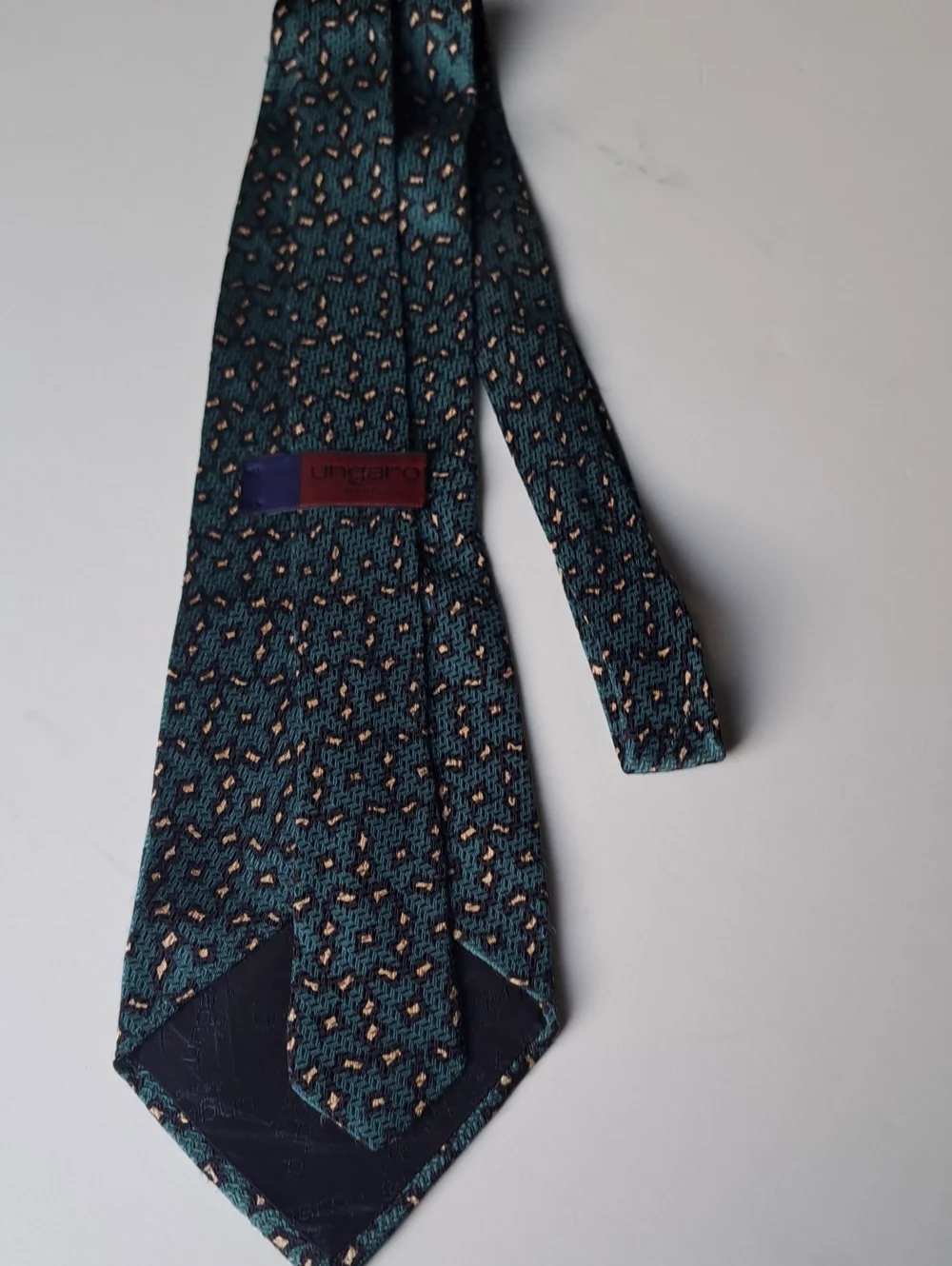 UNGARO PARIS Men's Teal Patterned Silk Tie - Teal  MADE IN ITALY